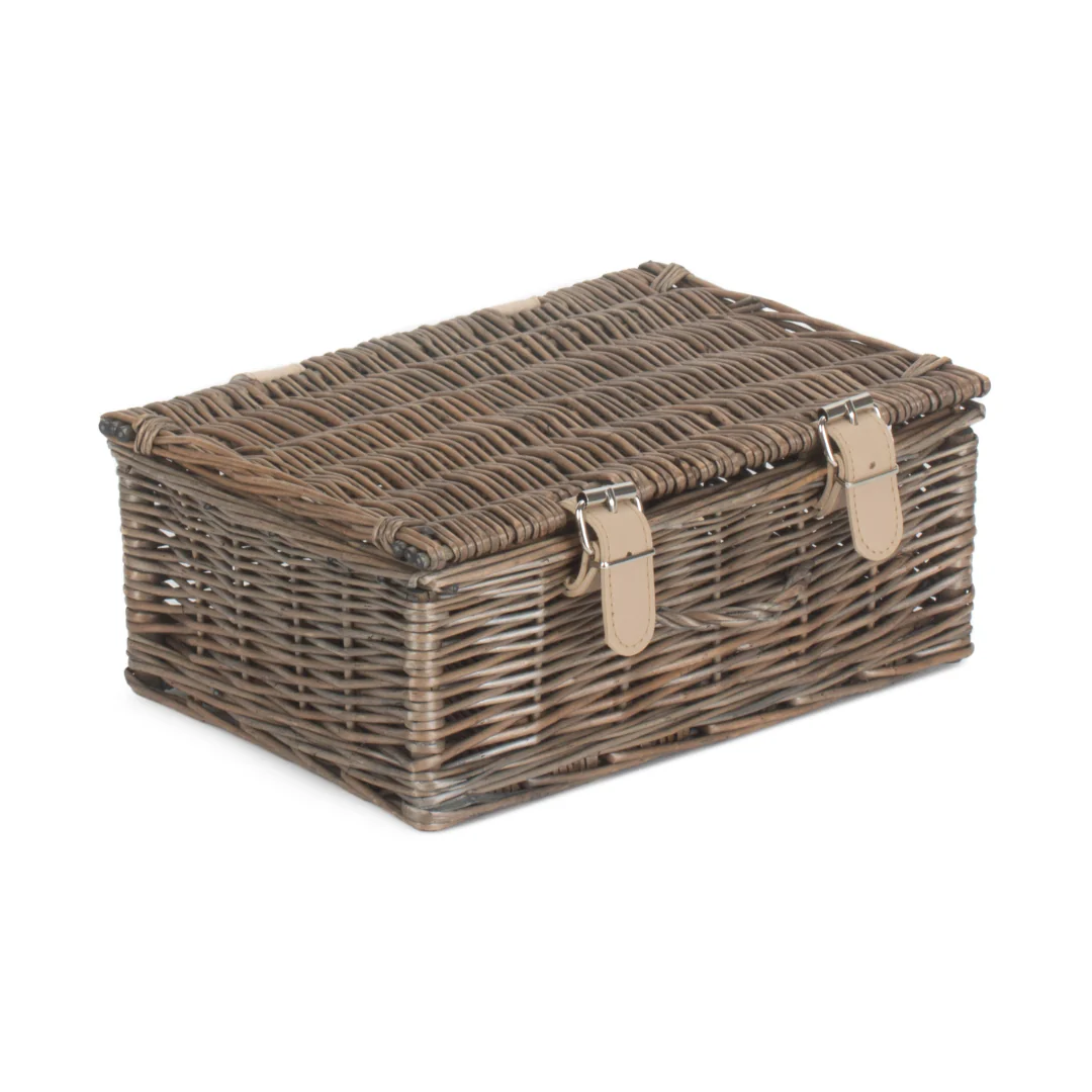 10" Antique Wash Willow Handle Hamper