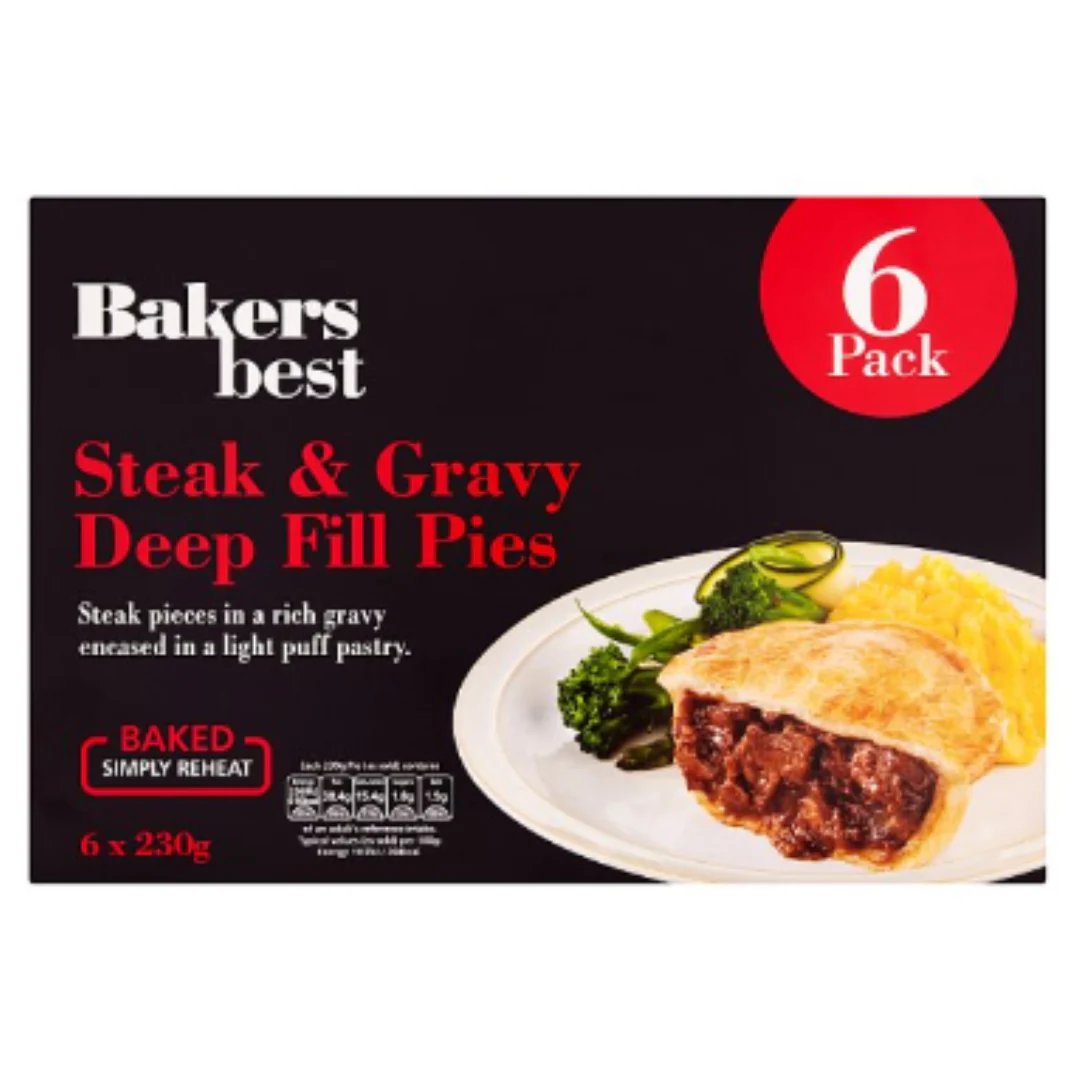 Bakers Best Steak & Gravy Deep Fill Pies 6 x 230g