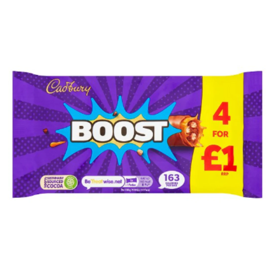 Cadbury Boost Chocolate Bar 4 Pack 126g x Case of 9