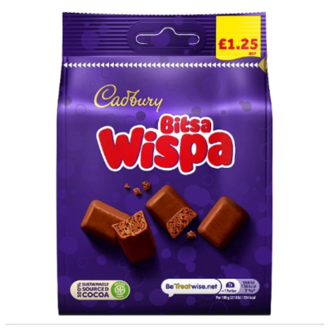 Cadbury Bitsa Wispa Chocolate Bag 95g x Case of 10