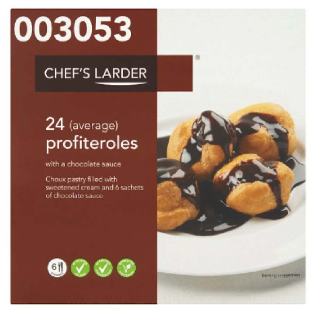 Chef's Larder 24 (Average) Profiteroles with a Chocolate Sauce 540g x 6 Packs
