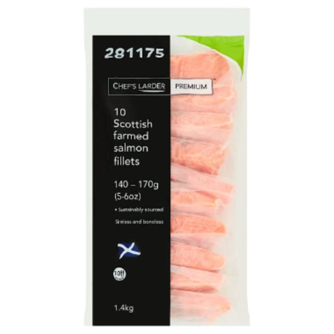 Chef's Larder Premium 10 Scottish Farmed Salmon Fillets 1.4kg x 8 Packs