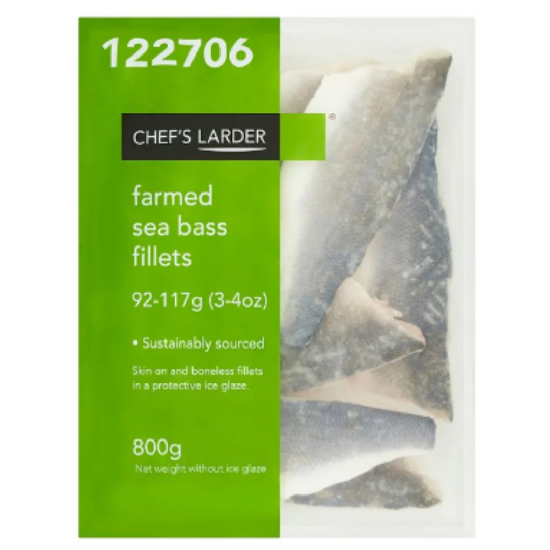 Chef's Larder Farmed Sea Bass Fillets 800g x 10 Packs