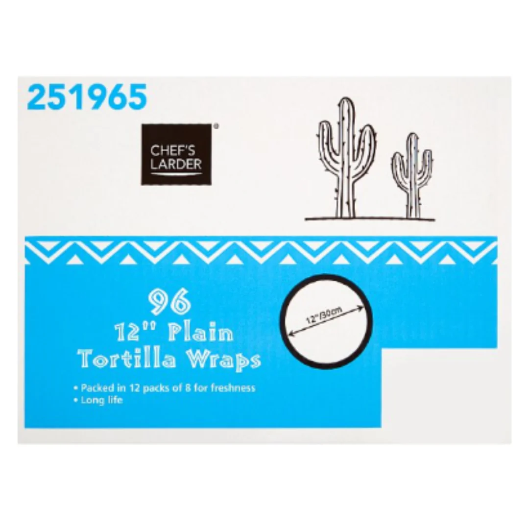 Chef's Larder 96 12" Plain Tortilla Wraps x Case of 1
