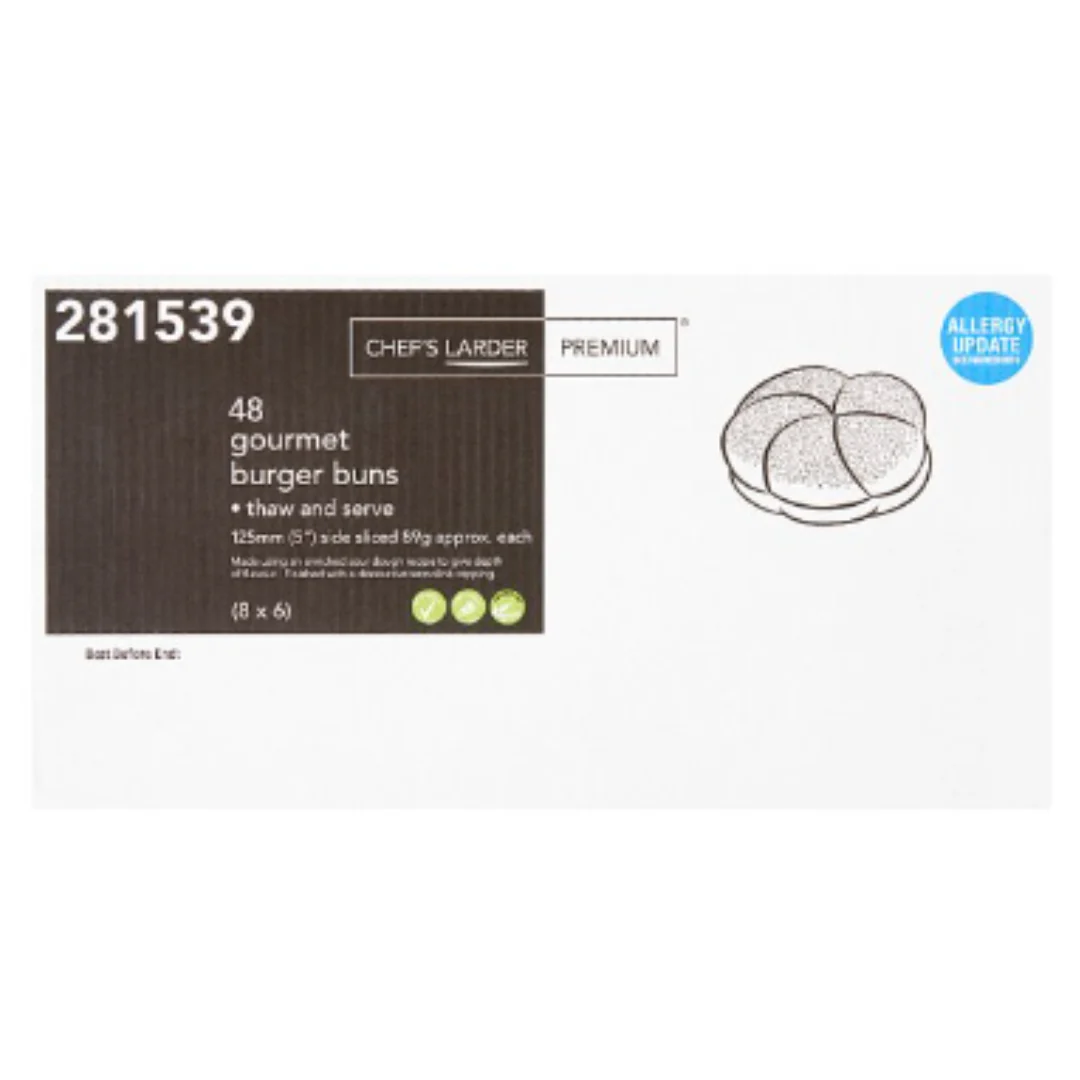 Chef's Larder Premium 48 Gourmet Burger Buns 4.2kg x 1 Pack