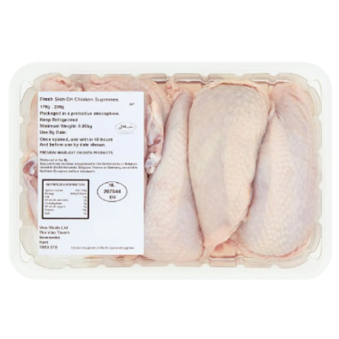 Fresh Skin On Chicken Supremes 0.85kg x 4 Packs