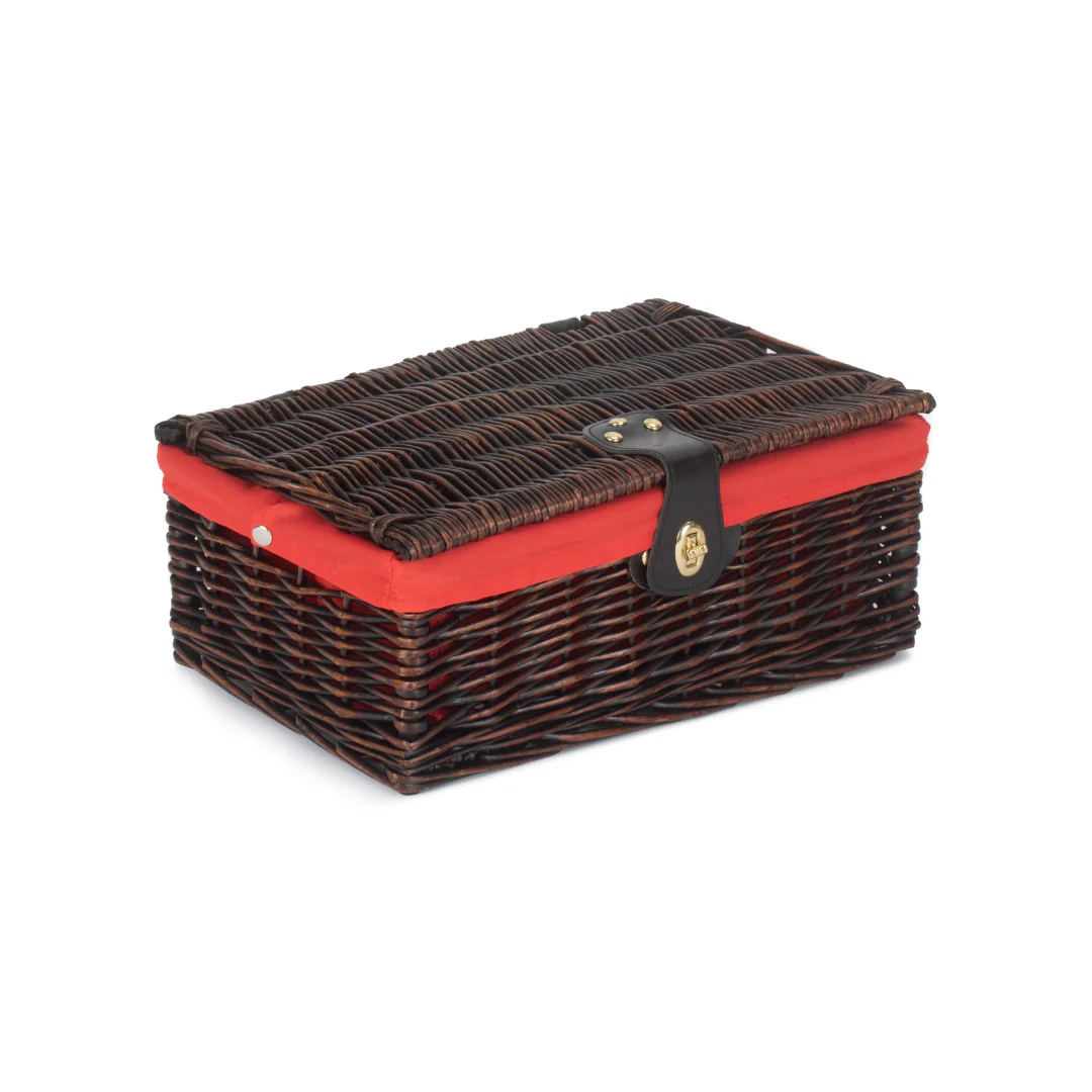 14" Chocolate Brown Hamper With Red Lining
