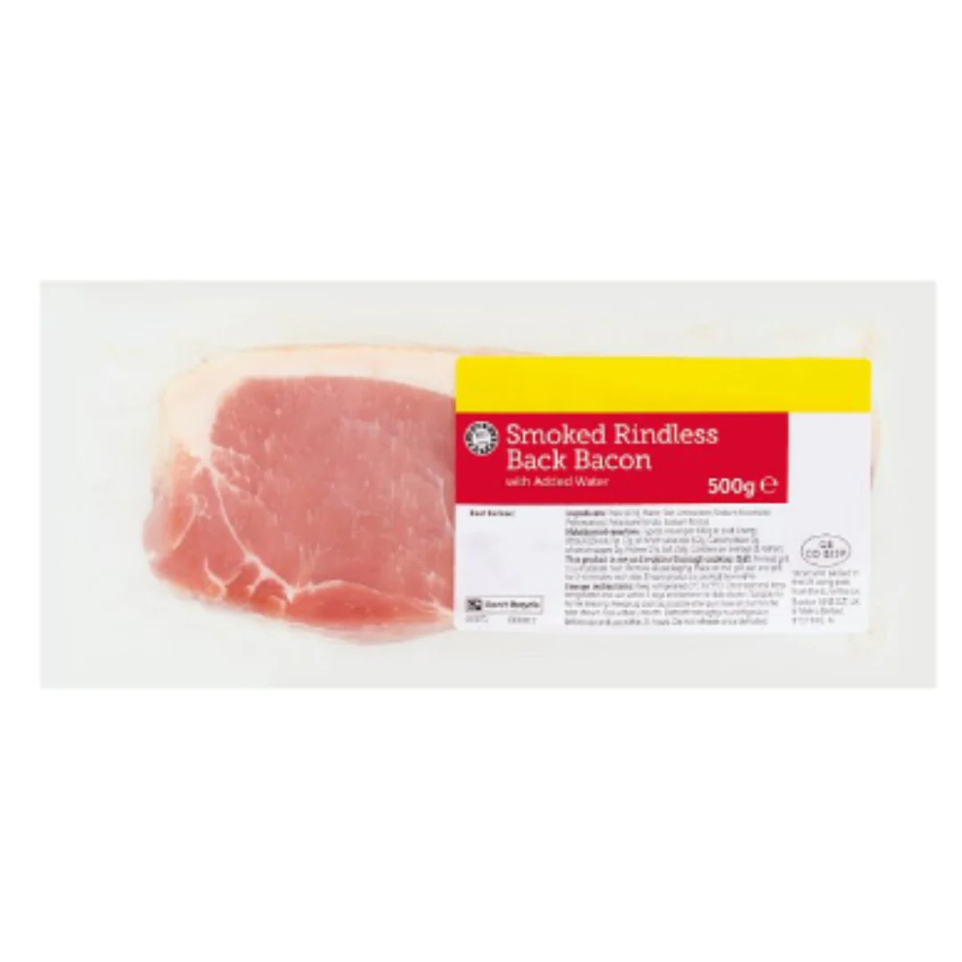 Euro Shopper Smoked Rindless Back Bacon with Added Water 500g x 10 Packs