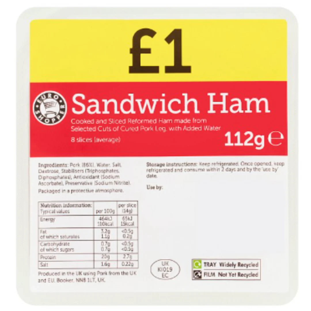 Euro Shopper Sandwich Ham 112g x 1