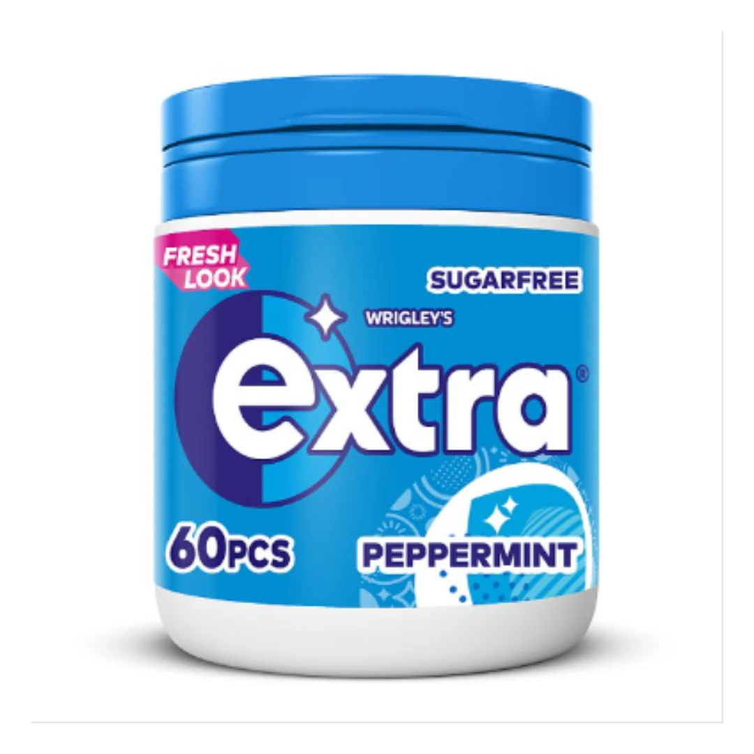 Extra Peppermint Chewing Gum Sugar Free Bottle 60 pieces x Case of 6