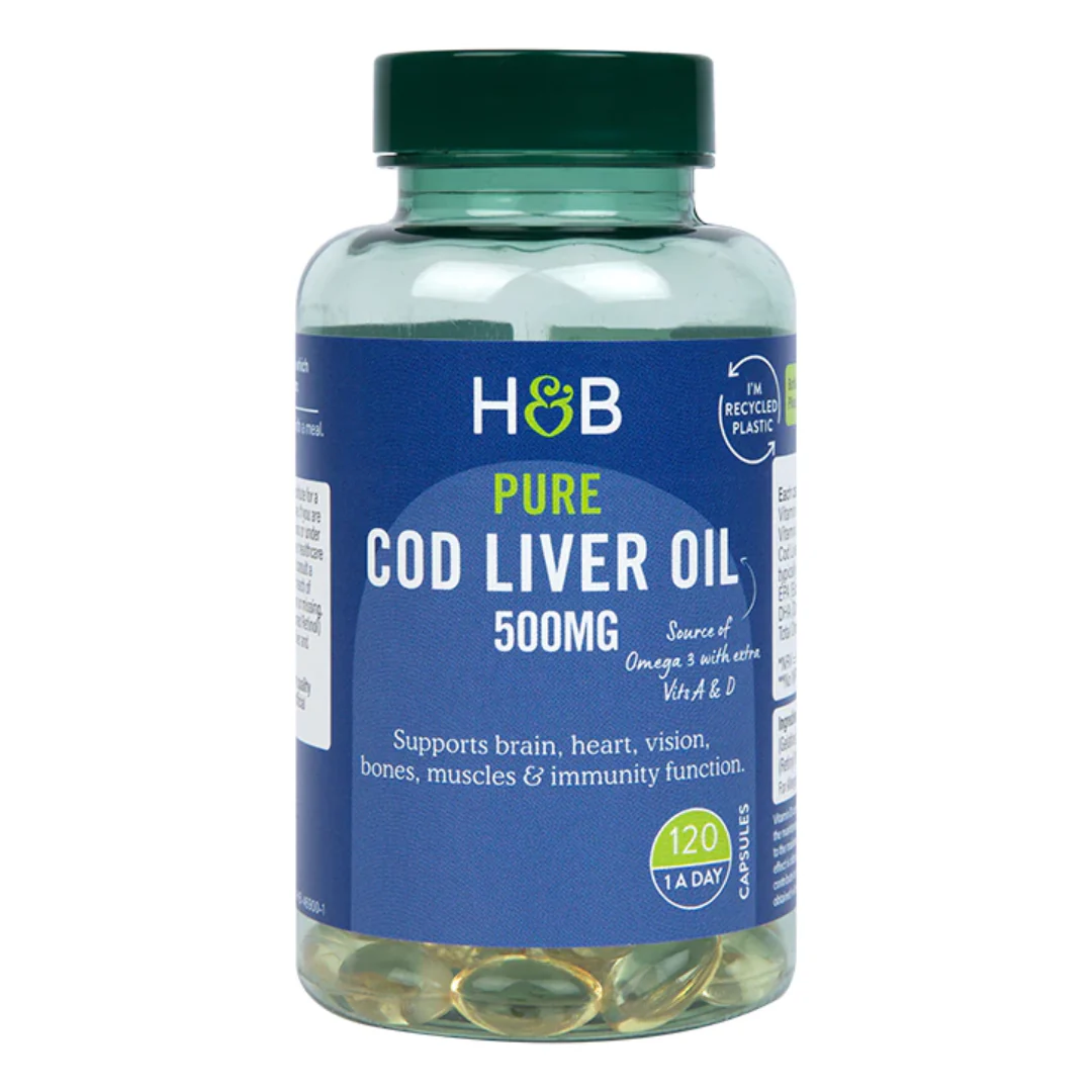 Holland & Barrett Pure Cod Liver Oil 500mg 30 Capsules