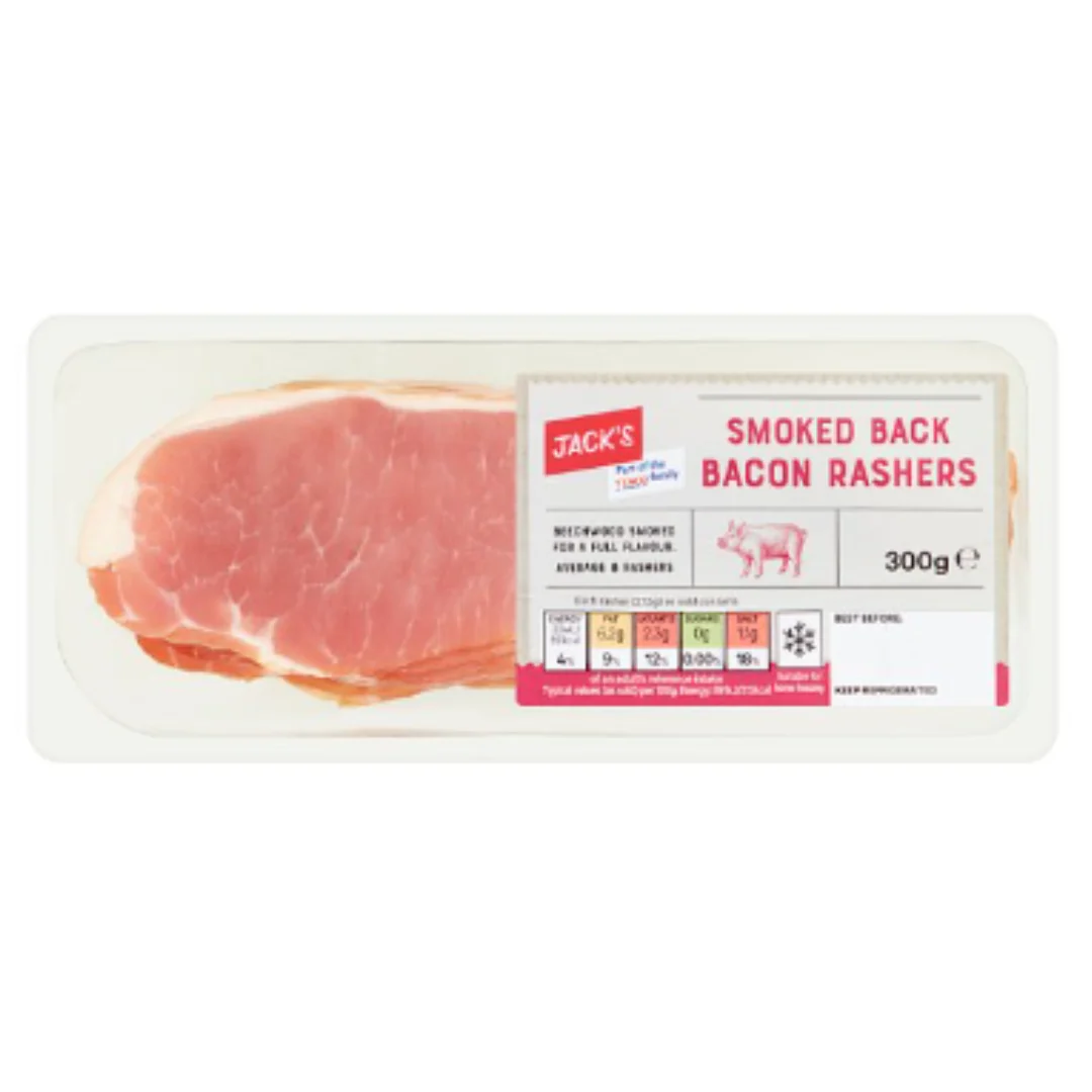 Jack's Smoked Back Bacon Rashers 300g x 16 Packs