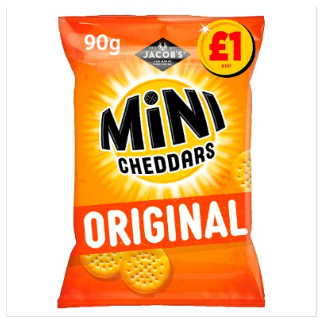Jacob's Mini Cheddars Original Snacks 90g x Case of 15