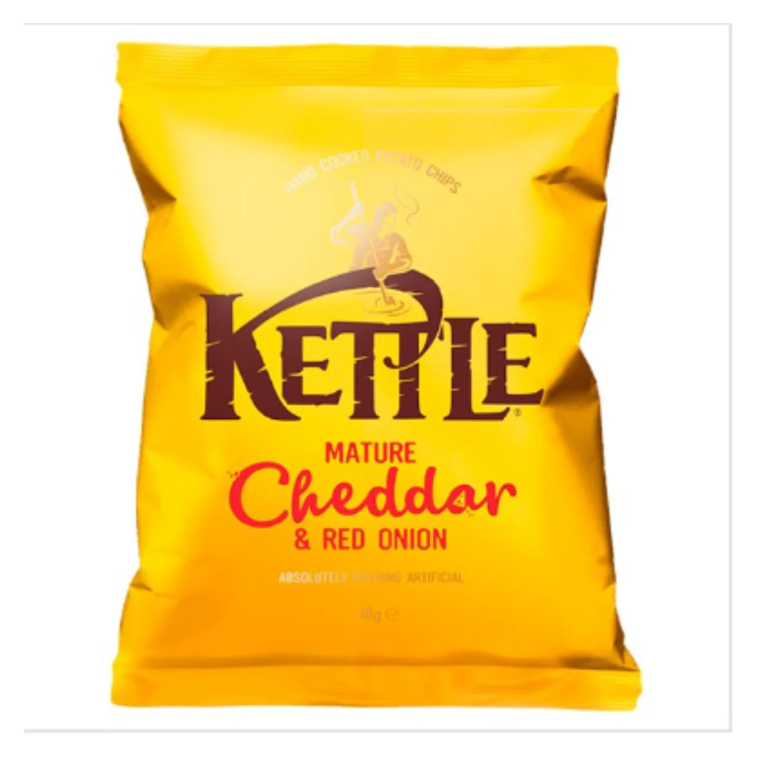 KETTLE® Chips Mature Cheddar & Red Onion 40g x Case of 18