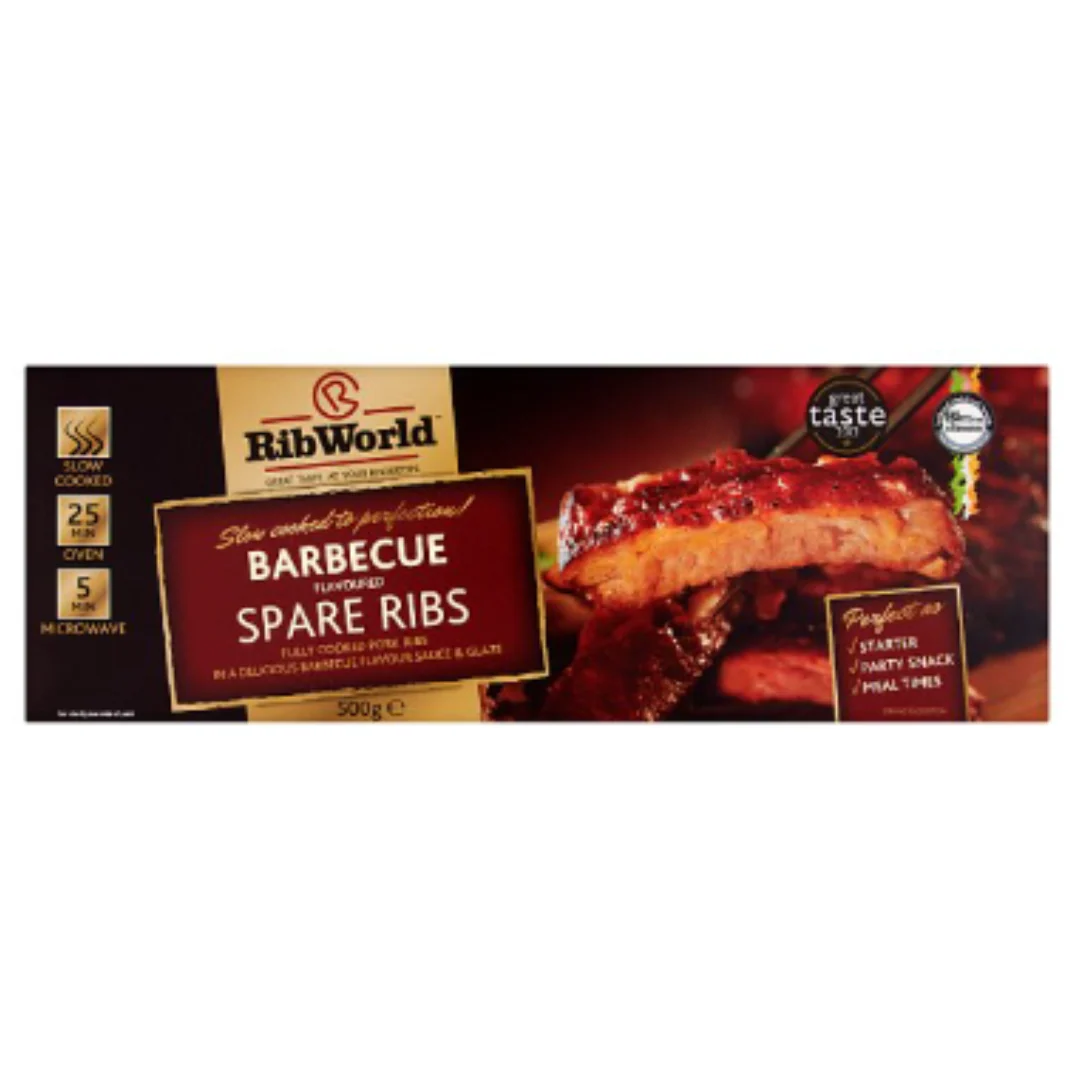 RibWorld Barbecue Flavoured Spare Ribs 500g x 1 Pack