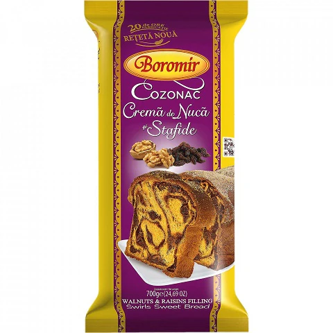 9x Boromir Cozonac Crema Nuca Si Stafide 450g