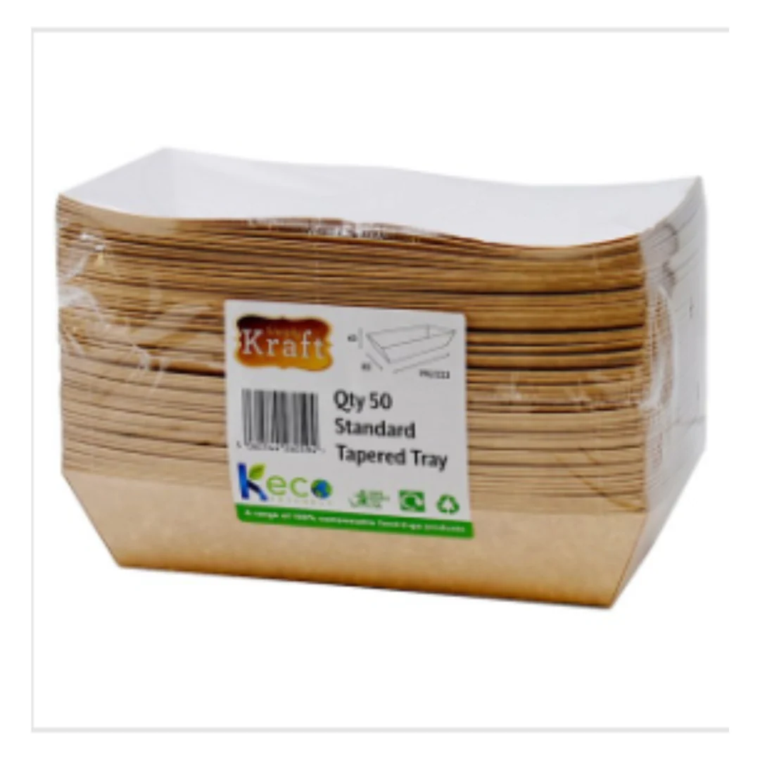 Simply Kraft 50 Standard Tapered Tray 190 x 85 x 45mm x Case of 9