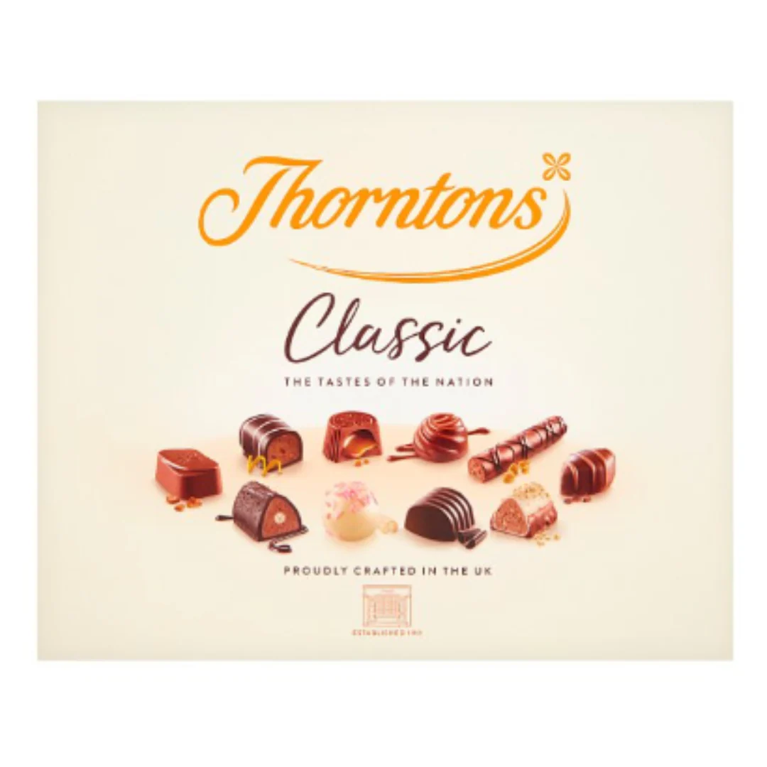 Thorntons Milk, Dark, White Classic Collection Chocolate Box 449g x Case of 6