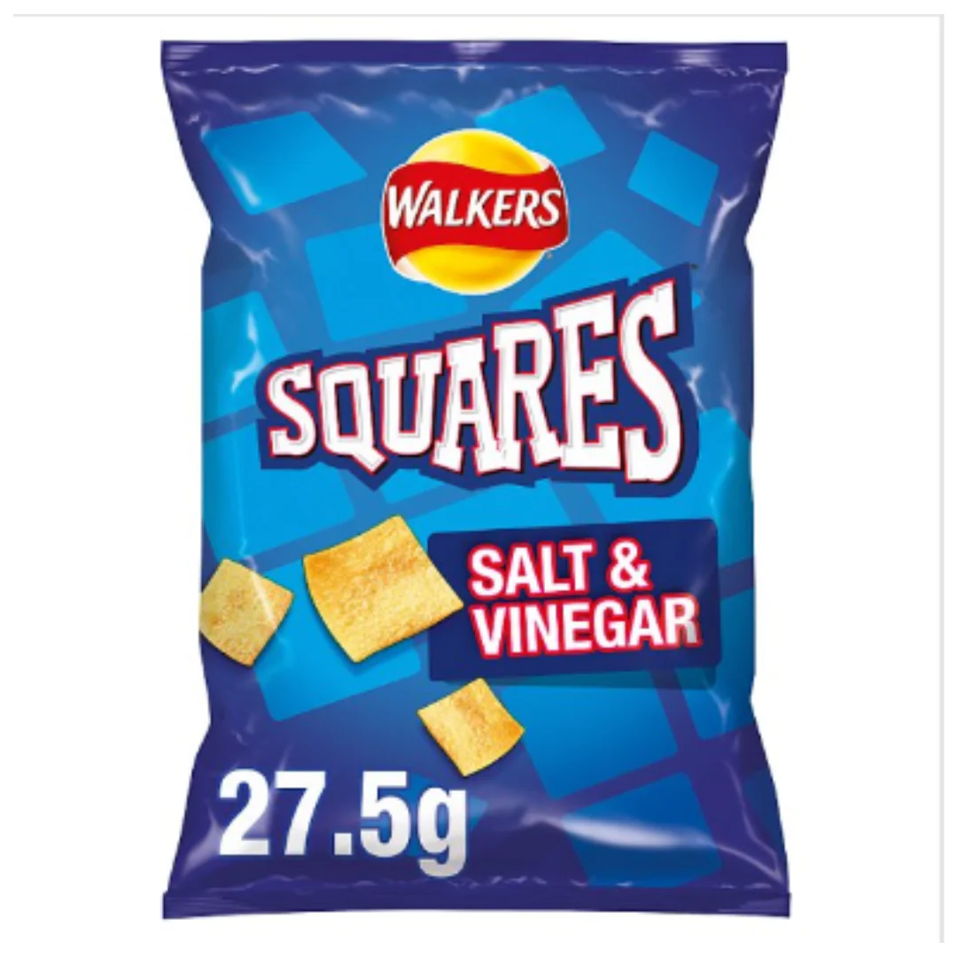 Walkers Squares Salt & Vinegar Snacks 27.5g x Case of 32