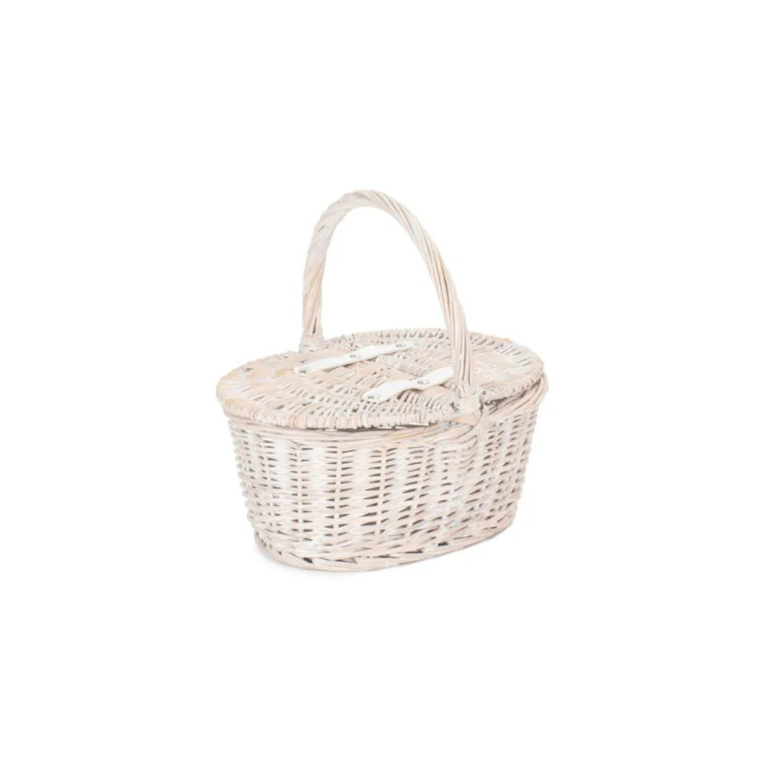 Child's White Wash Lidded Hamper